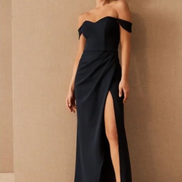 BHLDN Dresses & Skirts - BHLDN Rossi Crepe Maxi Dress Gown in Midnight